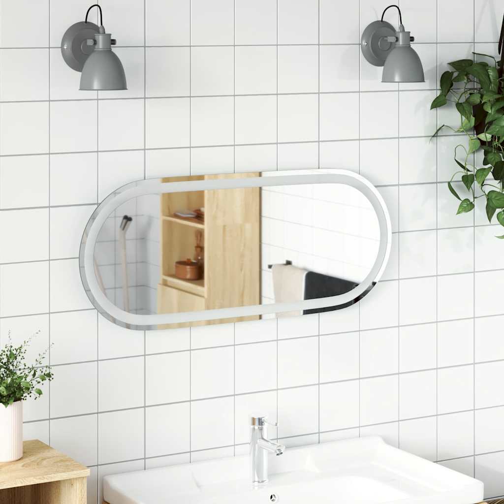 ovális LED-es fürdőszobai tükör 90 x 40 cm