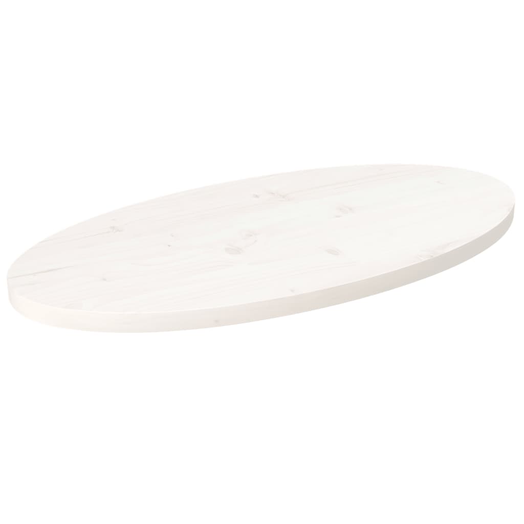 fehér tömör fenyőfa ovális asztallap 70 x 35 x 2,5 cm
