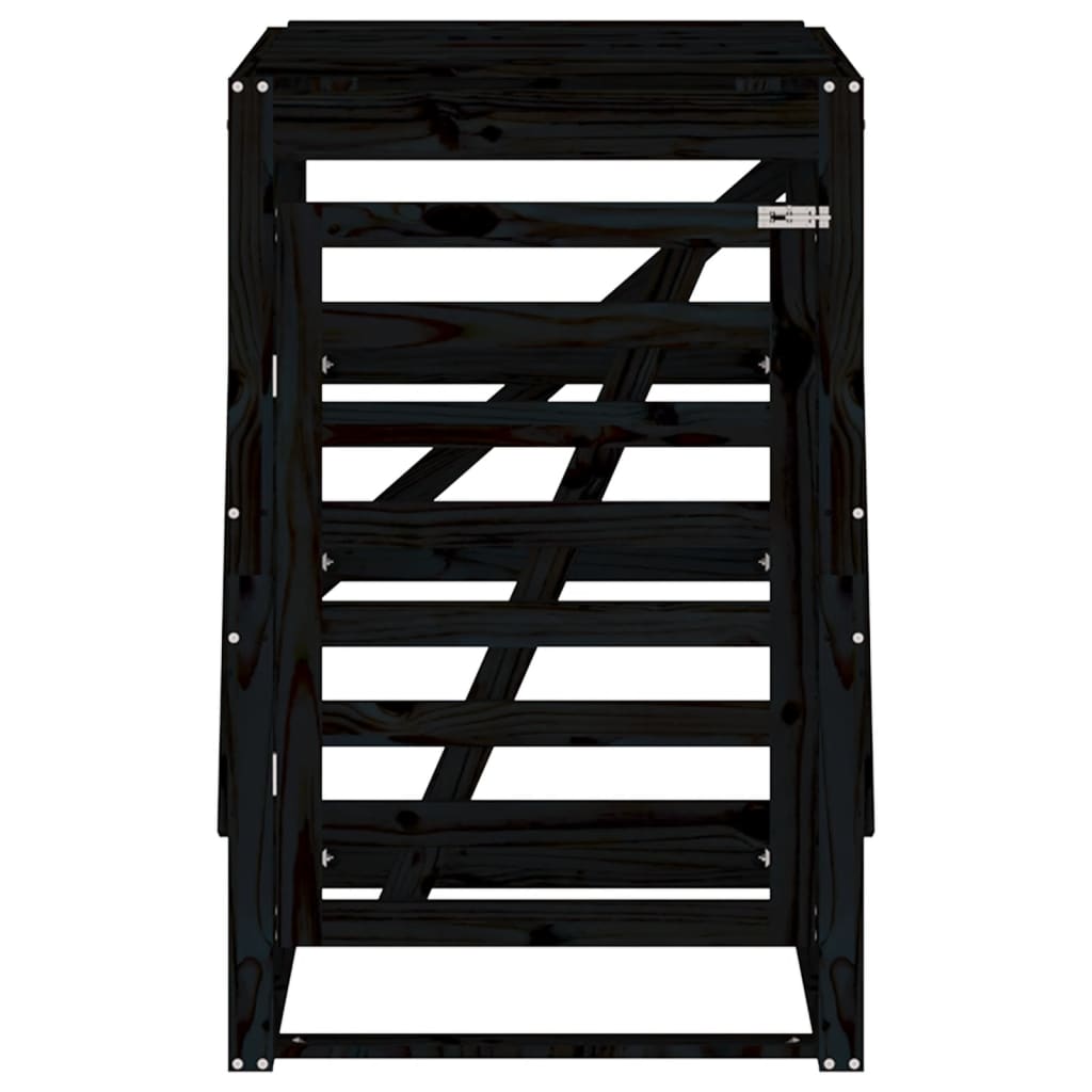 fekete tömör fenyőfa szemeteskuka tároló 84x90x128,5 cm