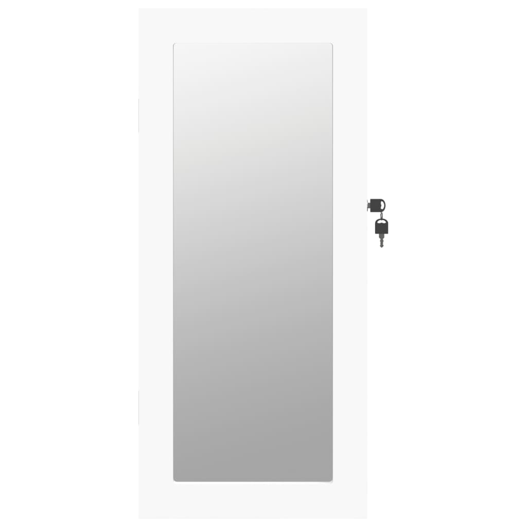 fehér falra szerelhető tükrös ékszerszekrény 30x8,5x67 cm