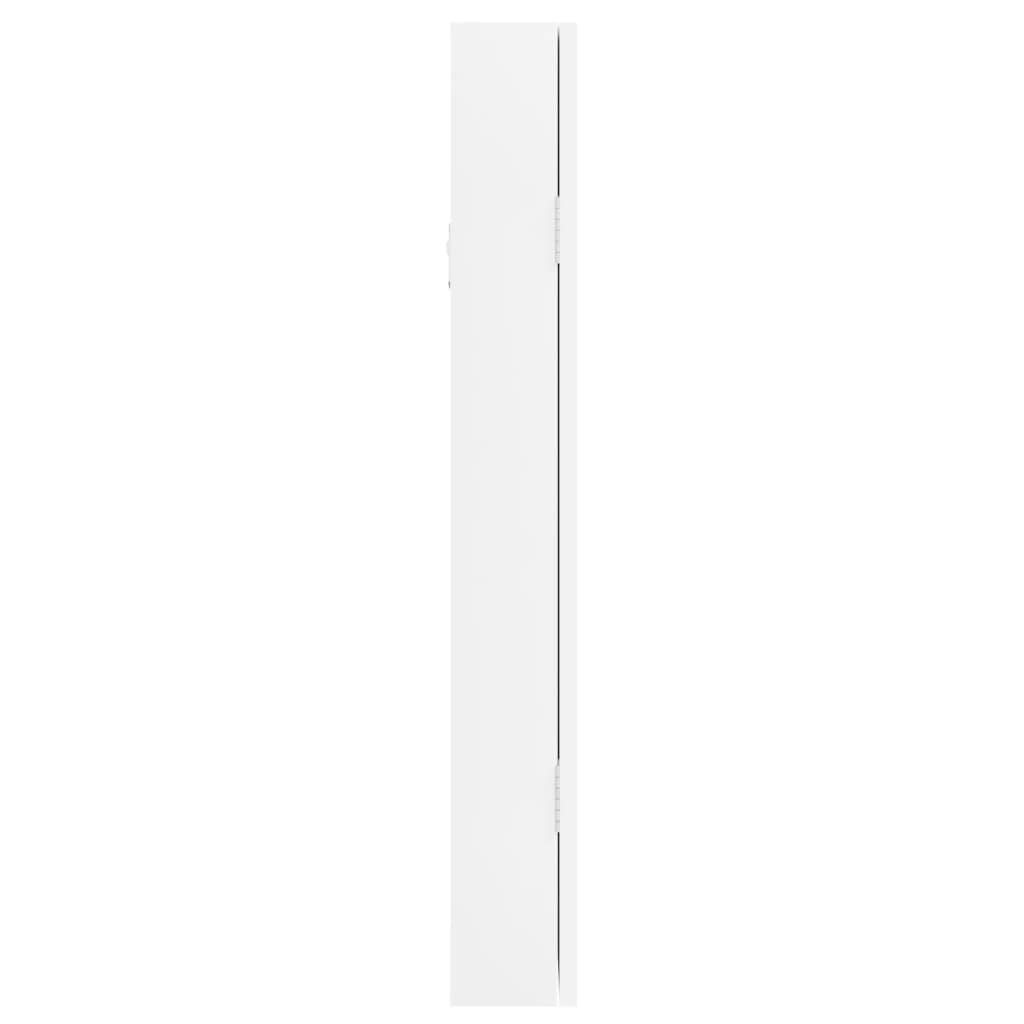 fehér falra szerelhető tükrös ékszerszekrény 30x8,5x67 cm