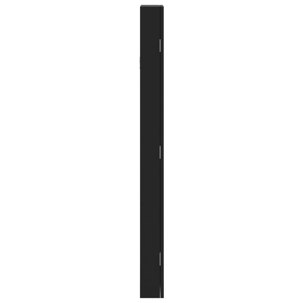 fekete falra szerelhető tükrös ékszerszekrény 30x8,5x106 cm