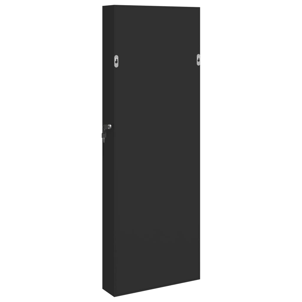 fekete falra szerelhető tükrös ékszerszekrény 37,5x10x106 cm