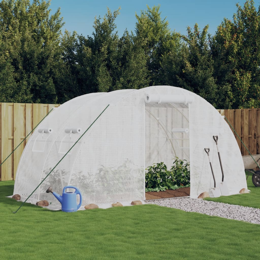 fehér acélvázas melegház 8 m² 4 x 2 x 2 m