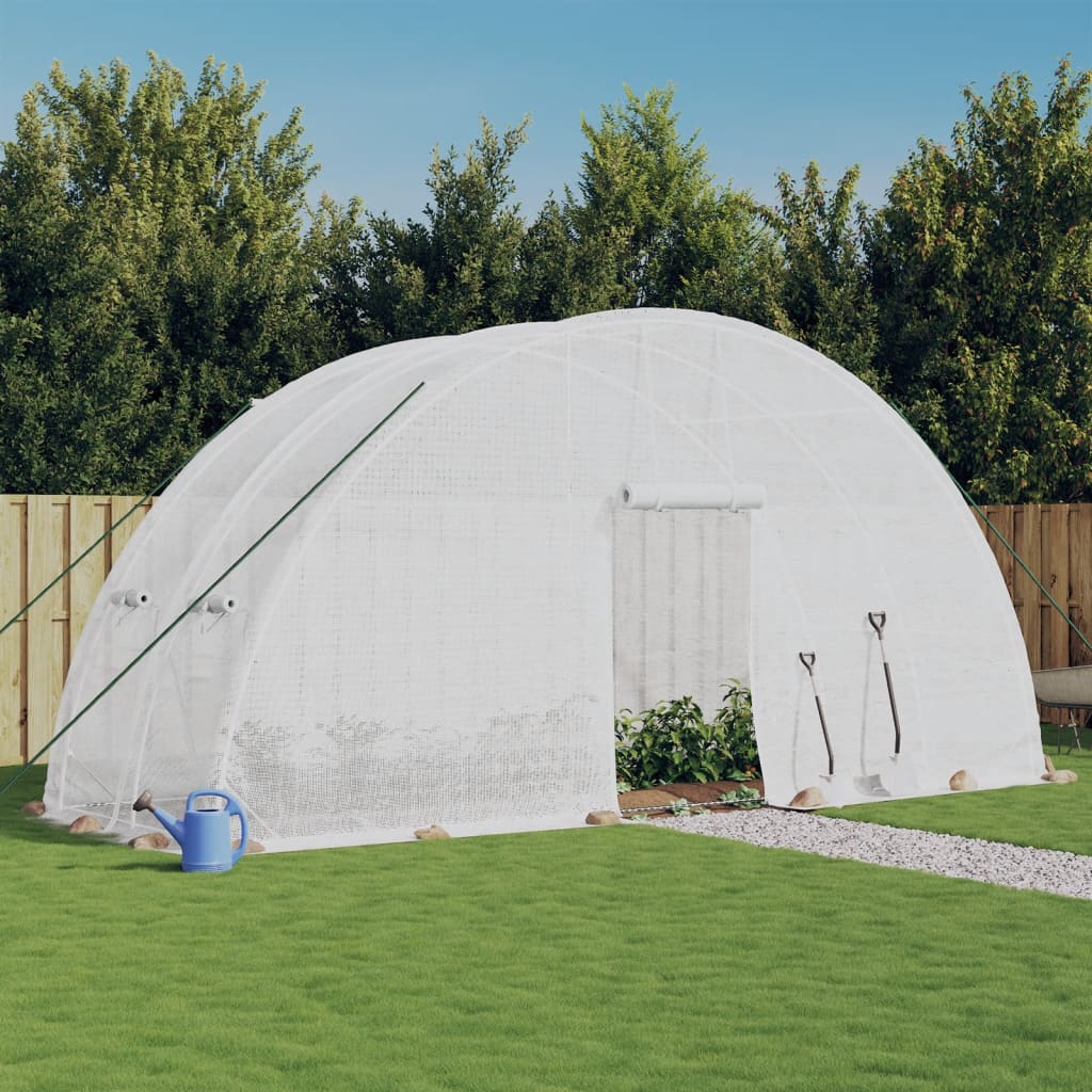 fehér acélvázas melegház 12 m² 6 x 2 x 2,85 m