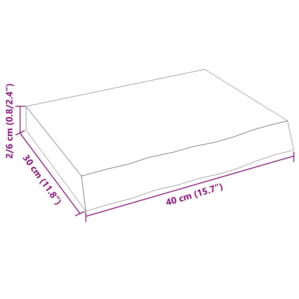 kezeletlen tömör tölgyfa fali polc 40x30x(2-6) cm