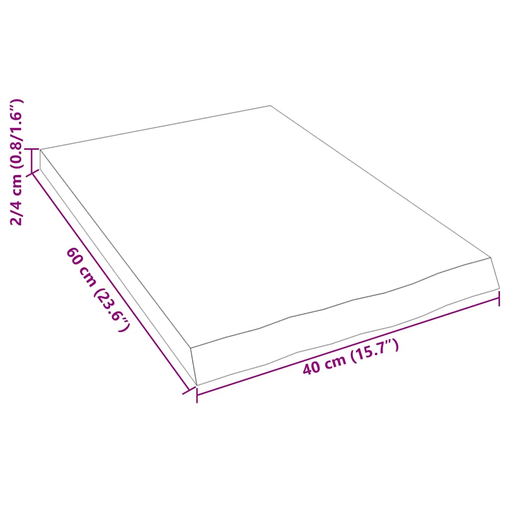 kezeletlen tömör tölgyfa fali polc 40x60x(2-4) cm