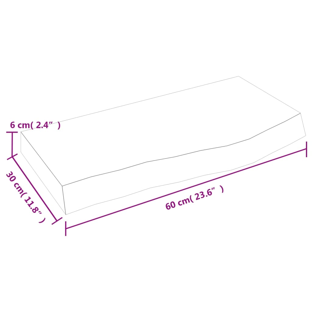 kezeletlen tömör tölgyfa fali polc 60x30x(2-6) cm