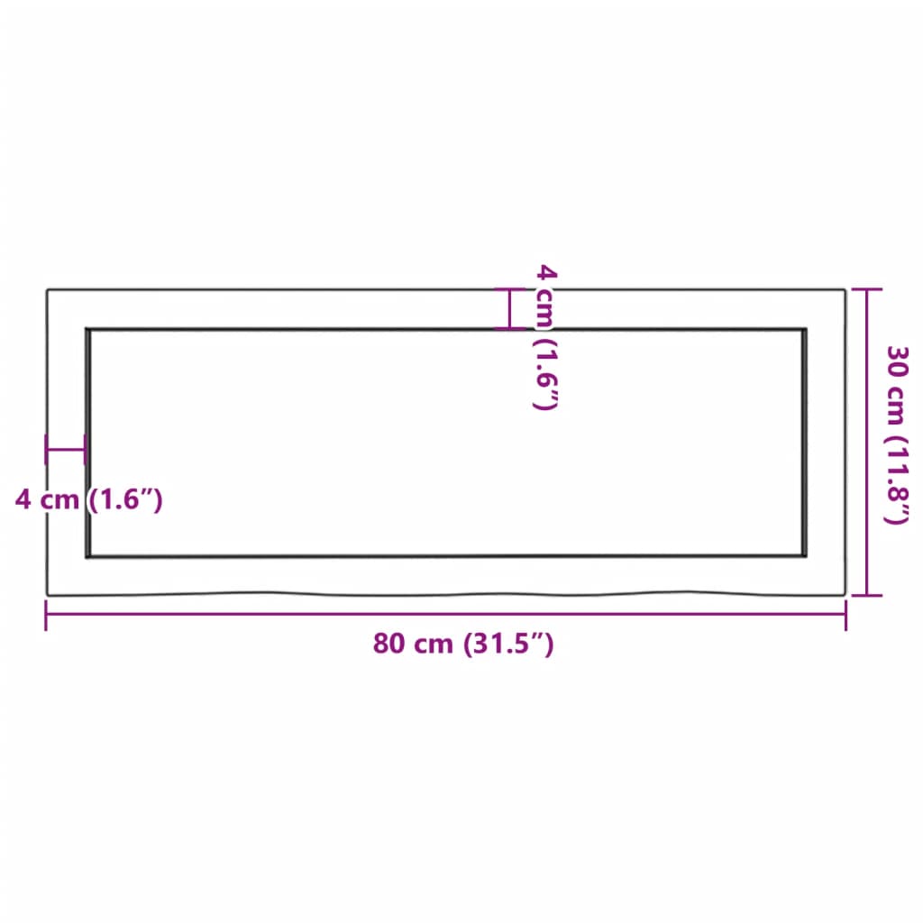 kezeletlen tömör tölgyfa fali polc 80x30x(2-6) cm