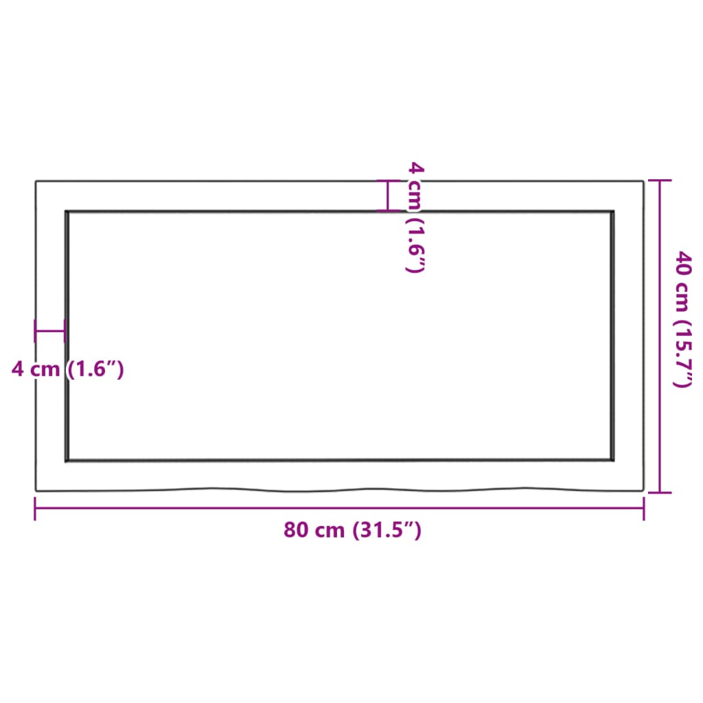 kezeletlen tömör tölgyfa fali polc 80x40x(2-4) cm