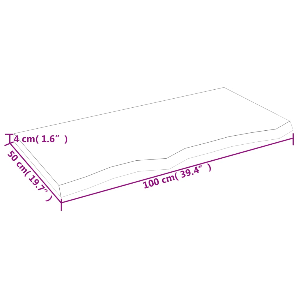 kezeletlen tömör tölgyfa fali polc 100x50x(2-4) cm
