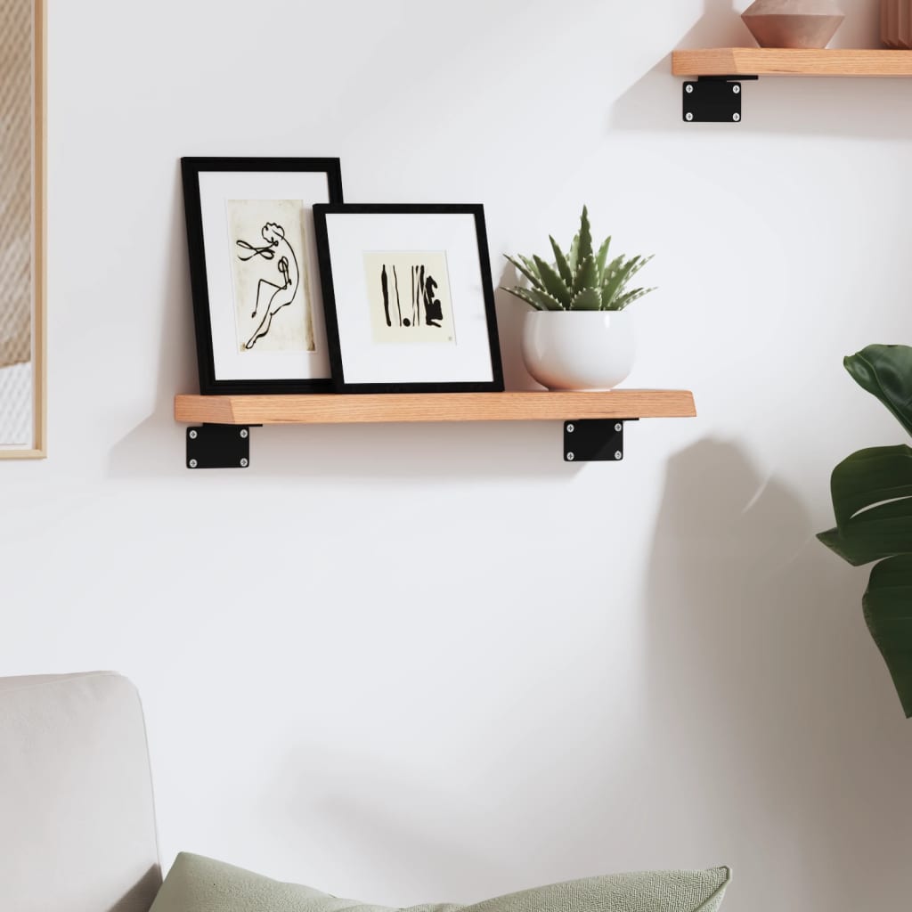 világosbarna kezelt tömör tölgyfa fali polc 40x10x2 cm