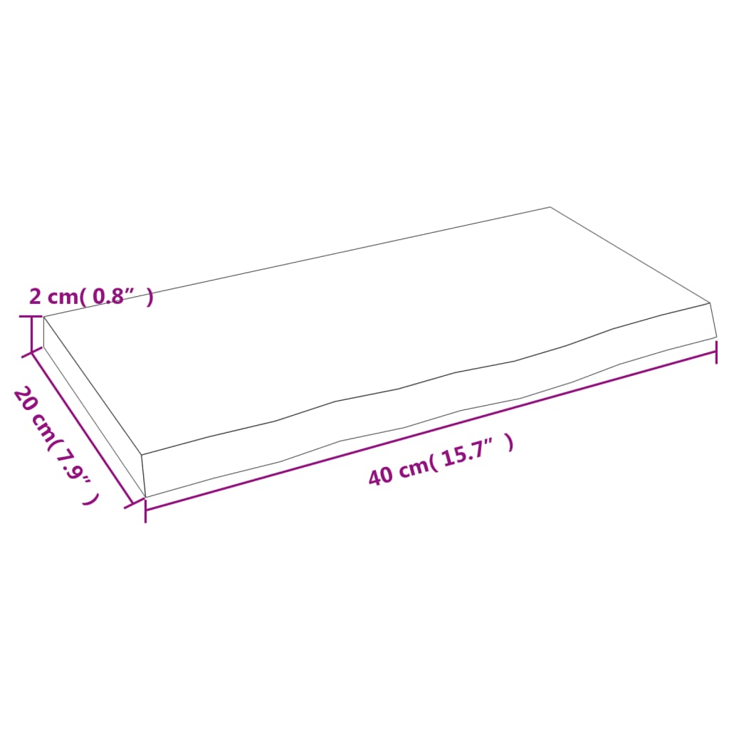 világosbarna kezelt tömör tölgyfa fali polc 40x20x2 cm