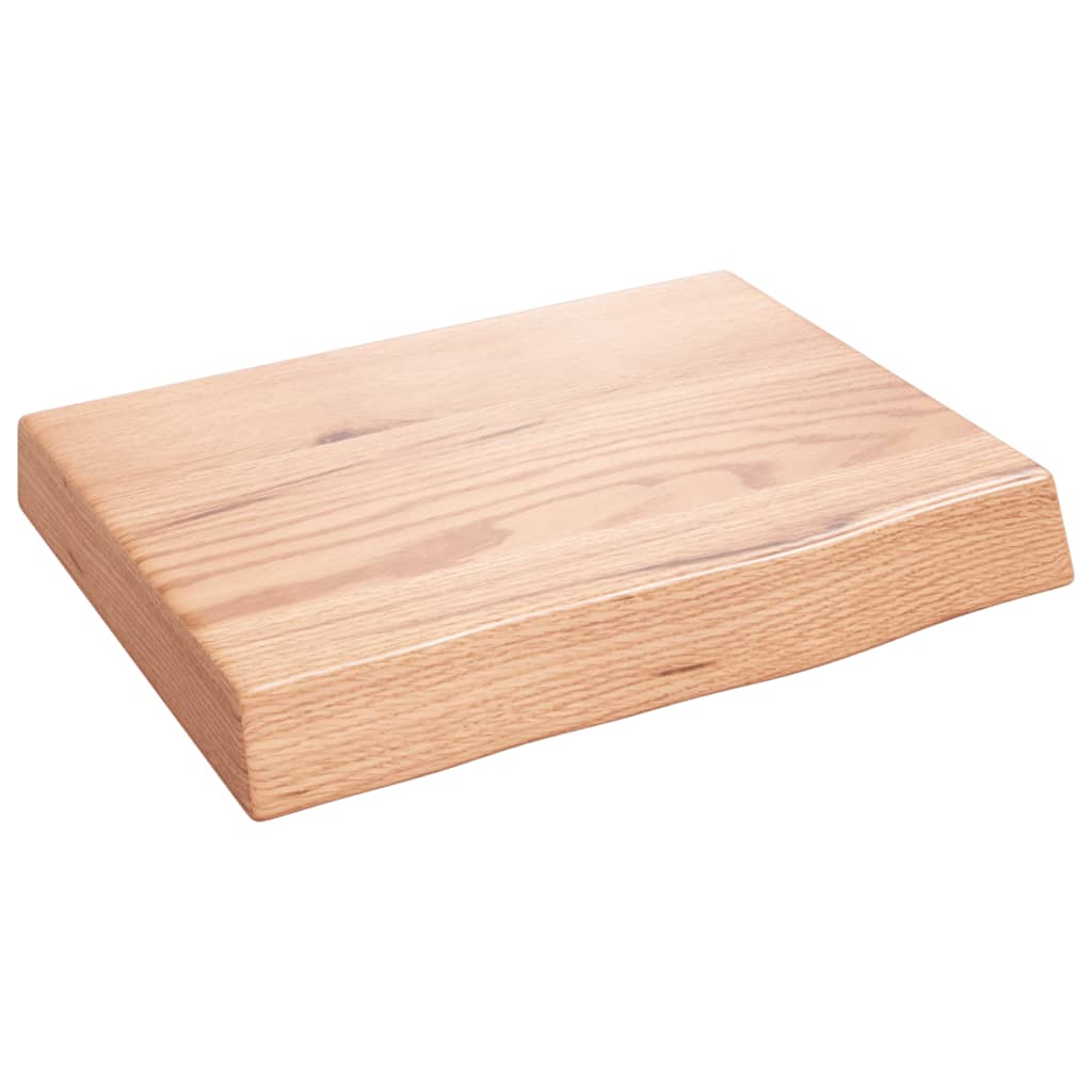 világosbarna kezelt tömör tölgyfa fali polc 40x30x(2-6) cm