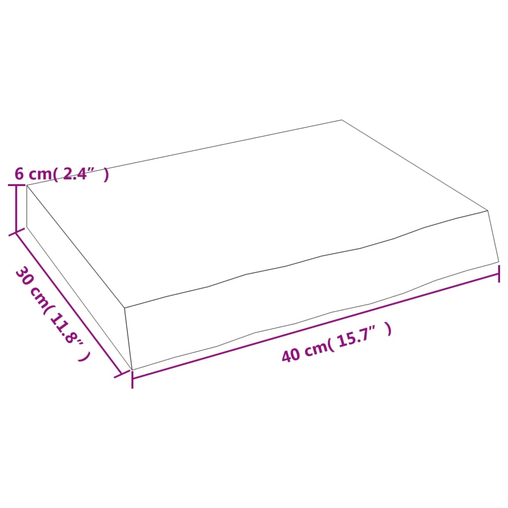 világosbarna kezelt tömör tölgyfa fali polc 40x30x(2-6) cm