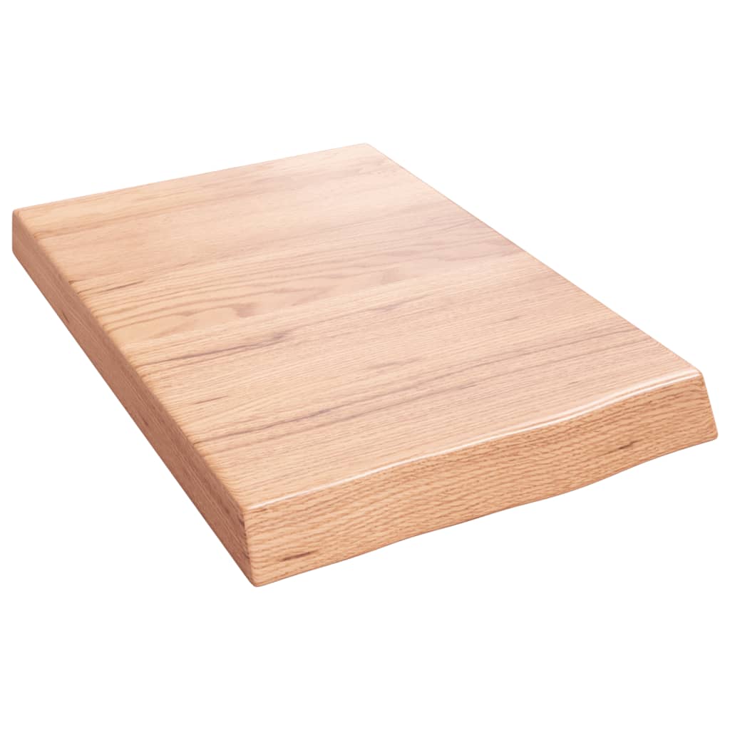 világosbarna kezelt tömör tölgyfa fali polc 40x60x(2-6) cm