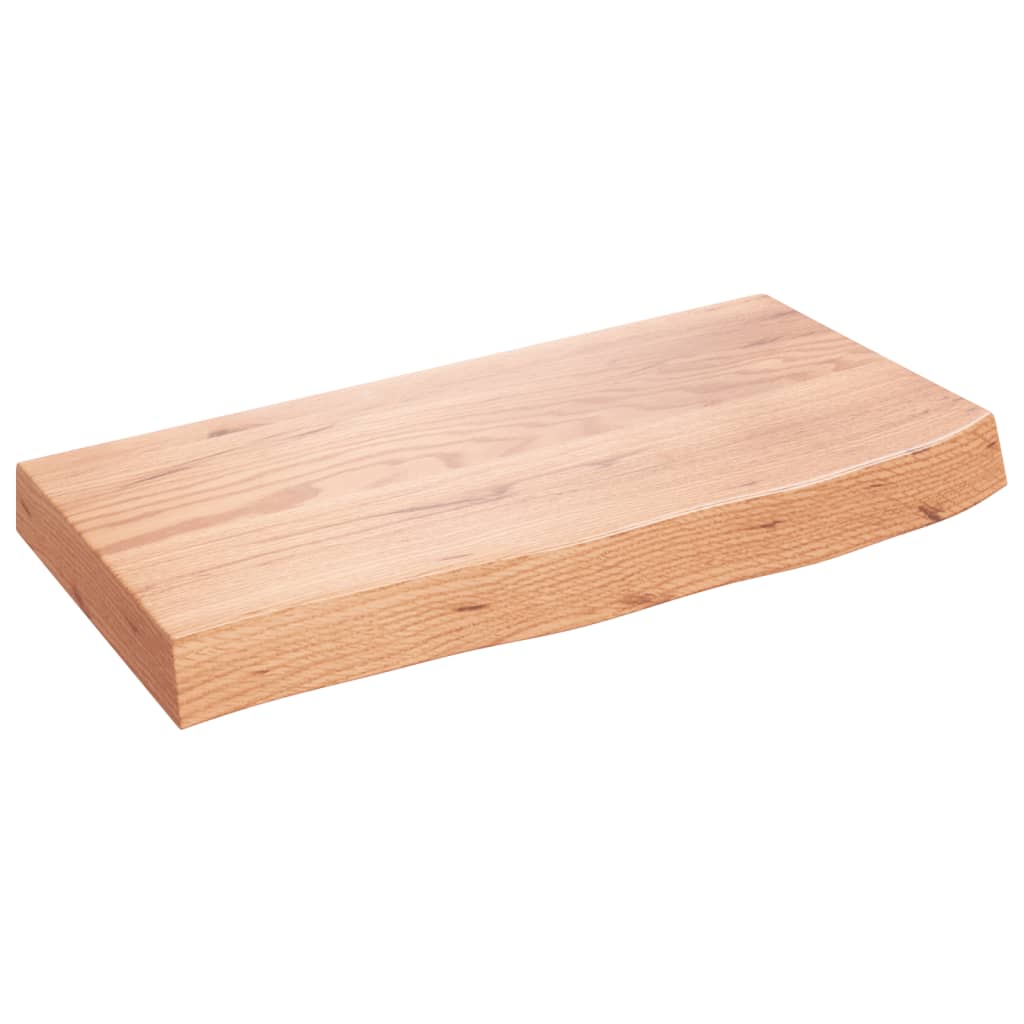 világosbarna kezelt tömör tölgyfa fali polc 60x30x(2-6) cm