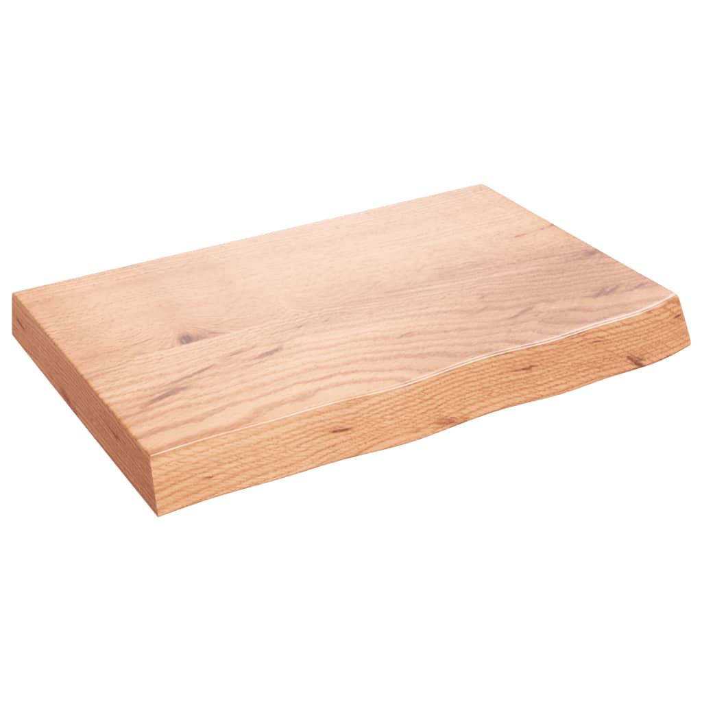 világosbarna kezelt tömör tölgyfa fali polc 60x40x(2-6) cm