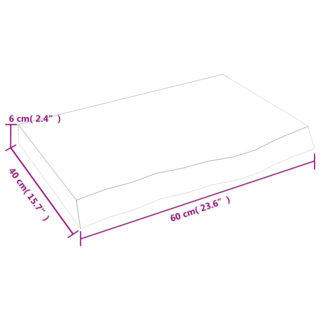 világosbarna kezelt tömör tölgyfa fali polc 60x40x(2-6) cm