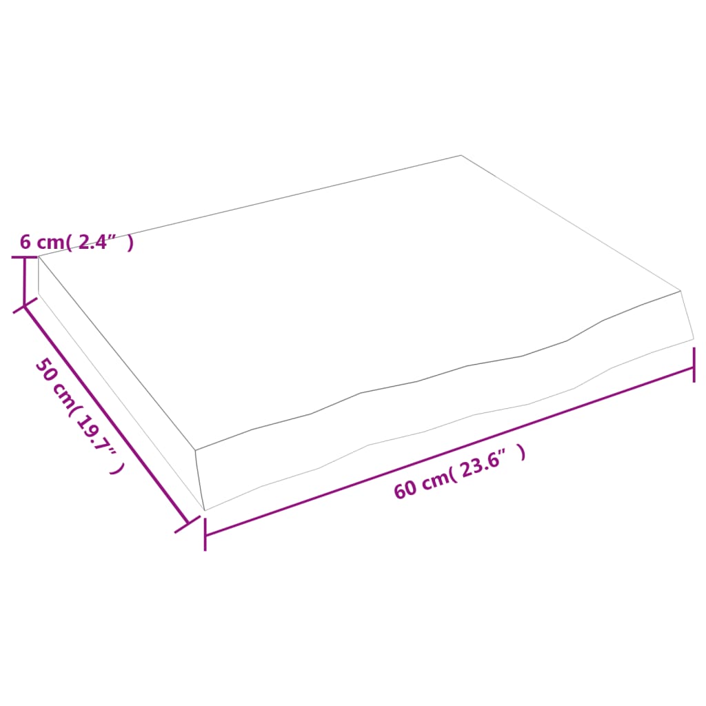 világosbarna kezelt tömör tölgyfa fali polc 60x50x(2-6) cm