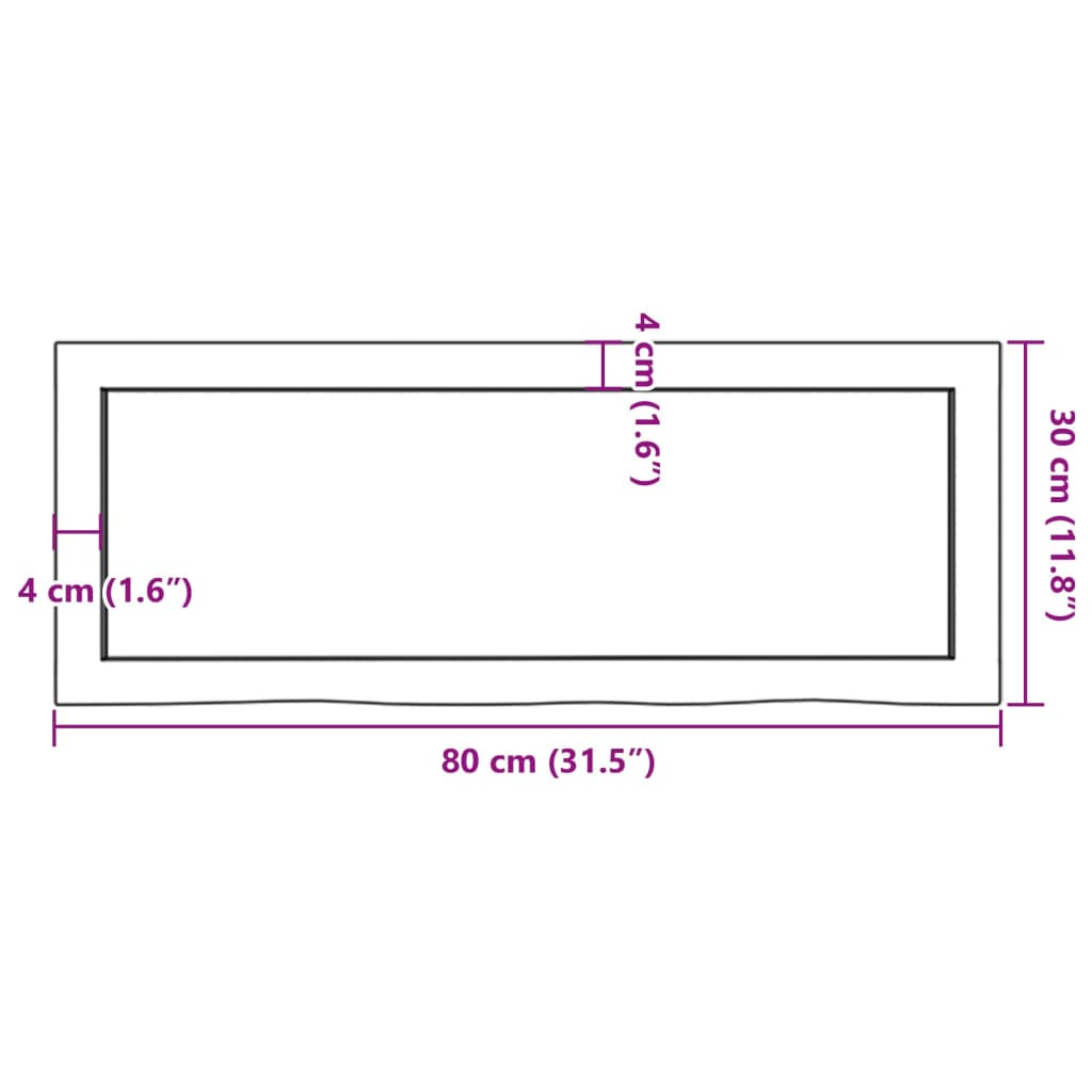 világosbarna kezelt tömör tölgyfa fali polc 80x30x(2-4) cm