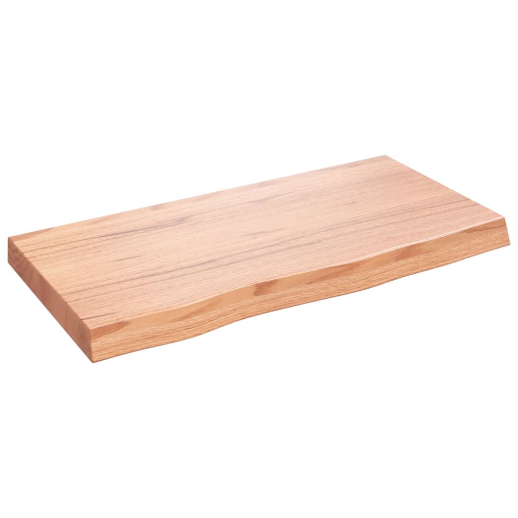világosbarna kezelt tömör tölgyfa fali polc 80x40x(2-6) cm