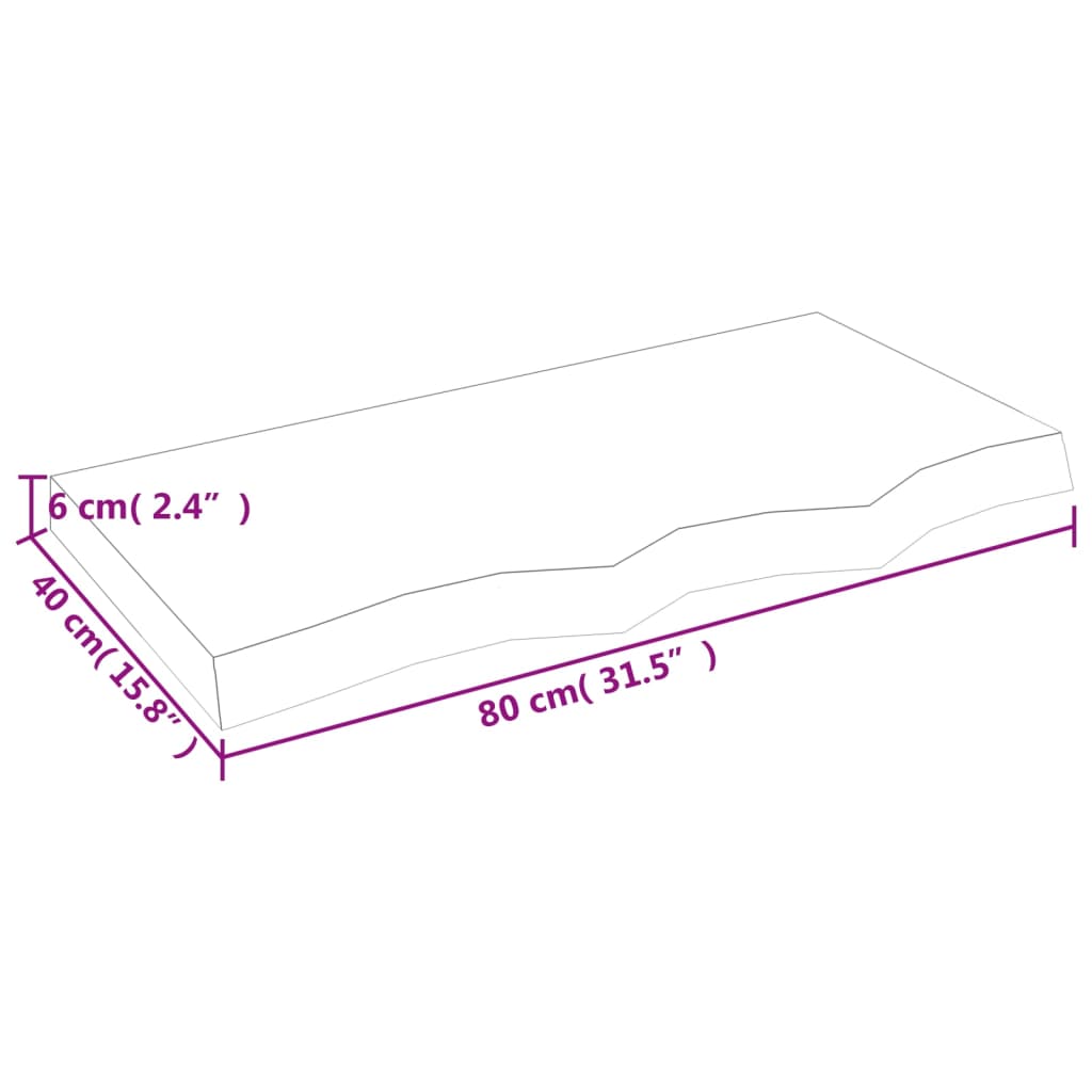 világosbarna kezelt tömör tölgyfa fali polc 80x40x(2-6) cm