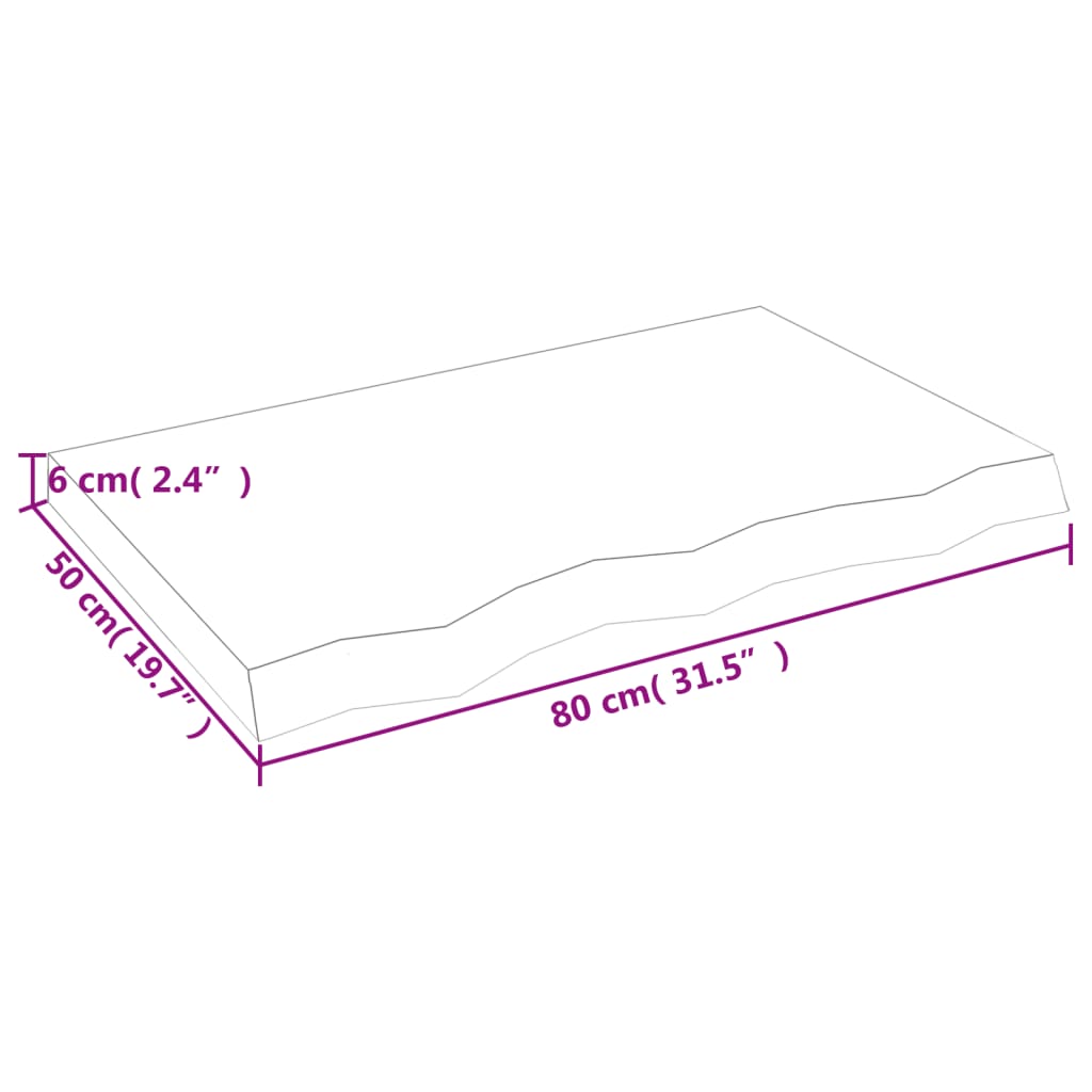 világosbarna kezelt tömör tölgyfa fali polc 80x50x(2-6) cm