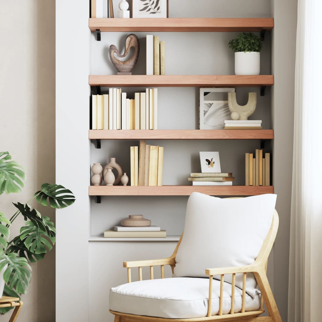 világosbarna kezelt tömör tölgyfa fali polc 100x30x(2-6) cm