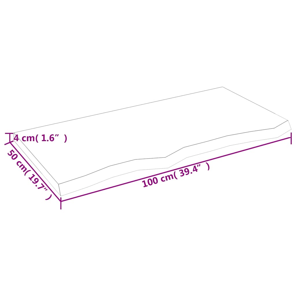 világosbarna kezelt tömör tölgyfa fali polc 100x50x(2-4) cm