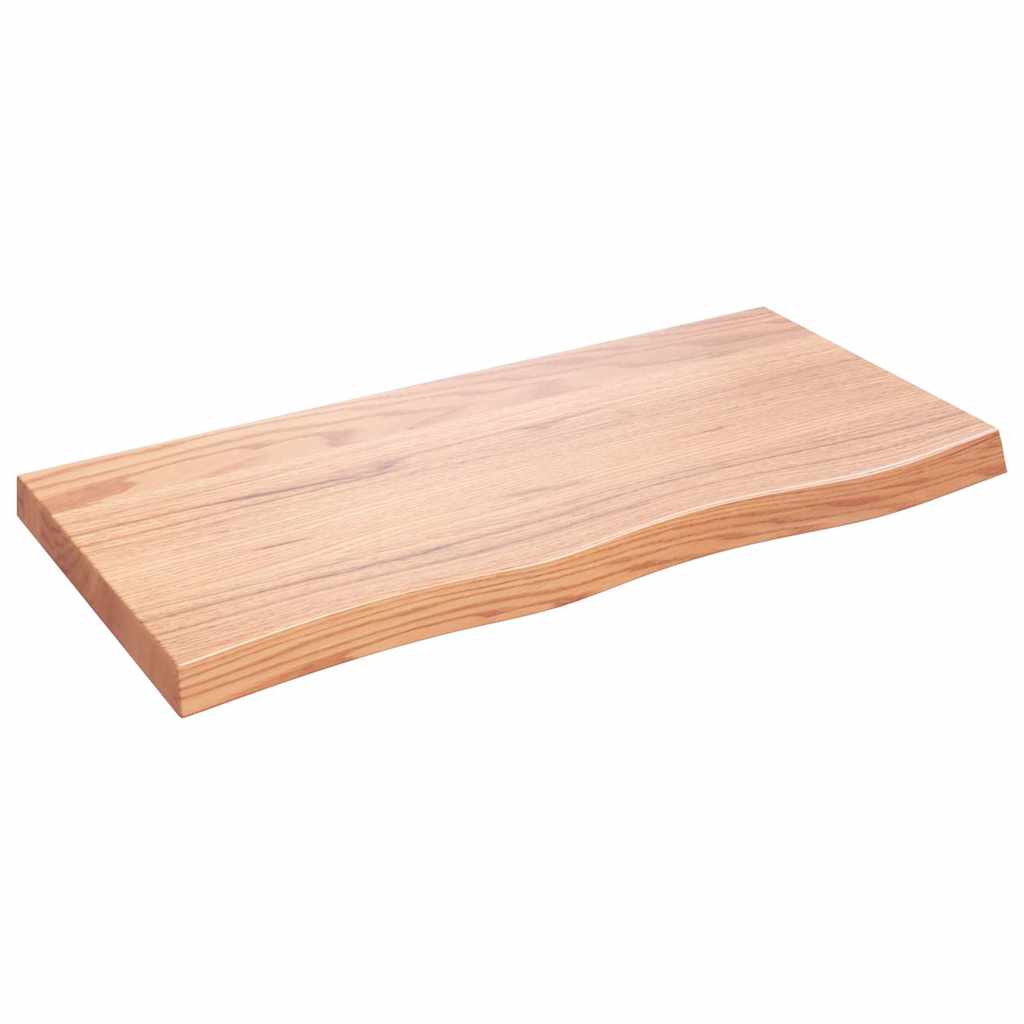 világosbarna kezelt tömör tölgyfa fali polc 100x50x(2-6) cm
