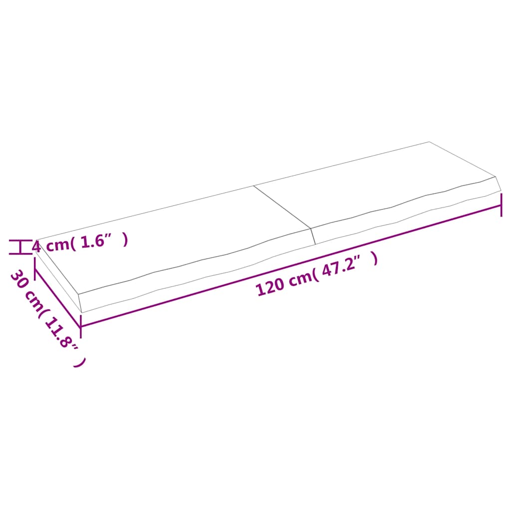 világosbarna kezelt tömör tölgyfa fali polc 120x30x(2-4) cm