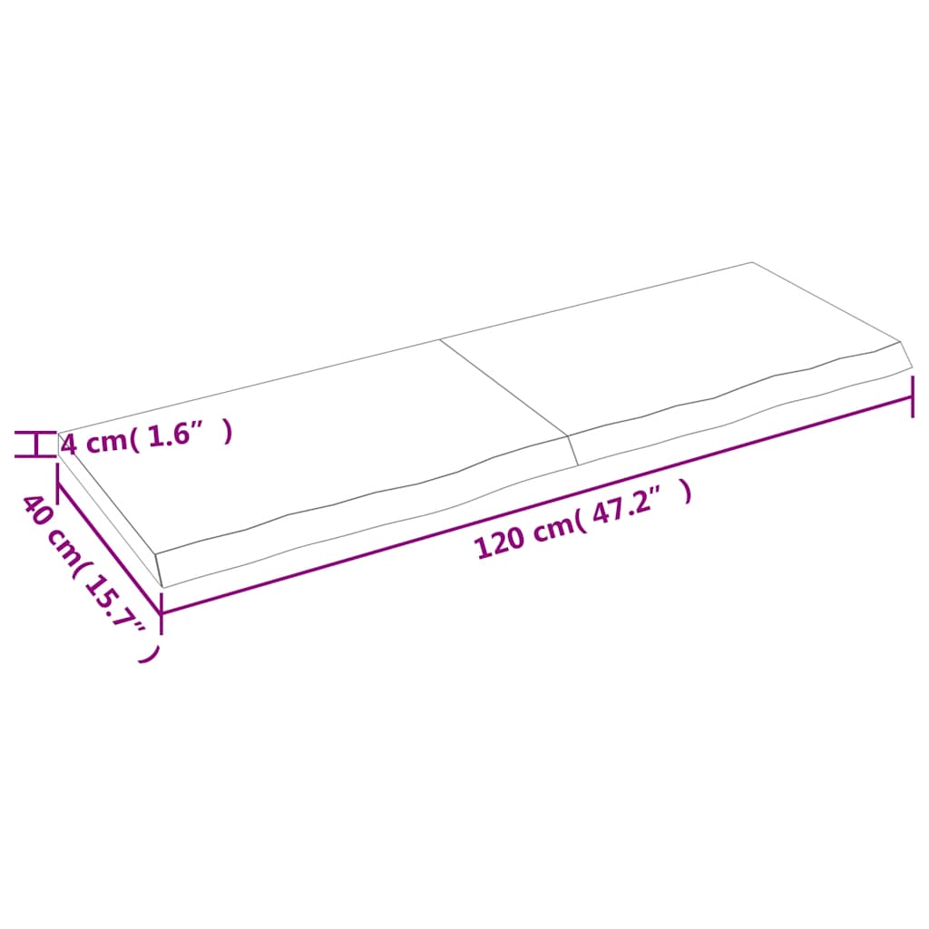 világosbarna kezelt tömör tölgyfa fali polc 120 x 40 x (2-4) cm
