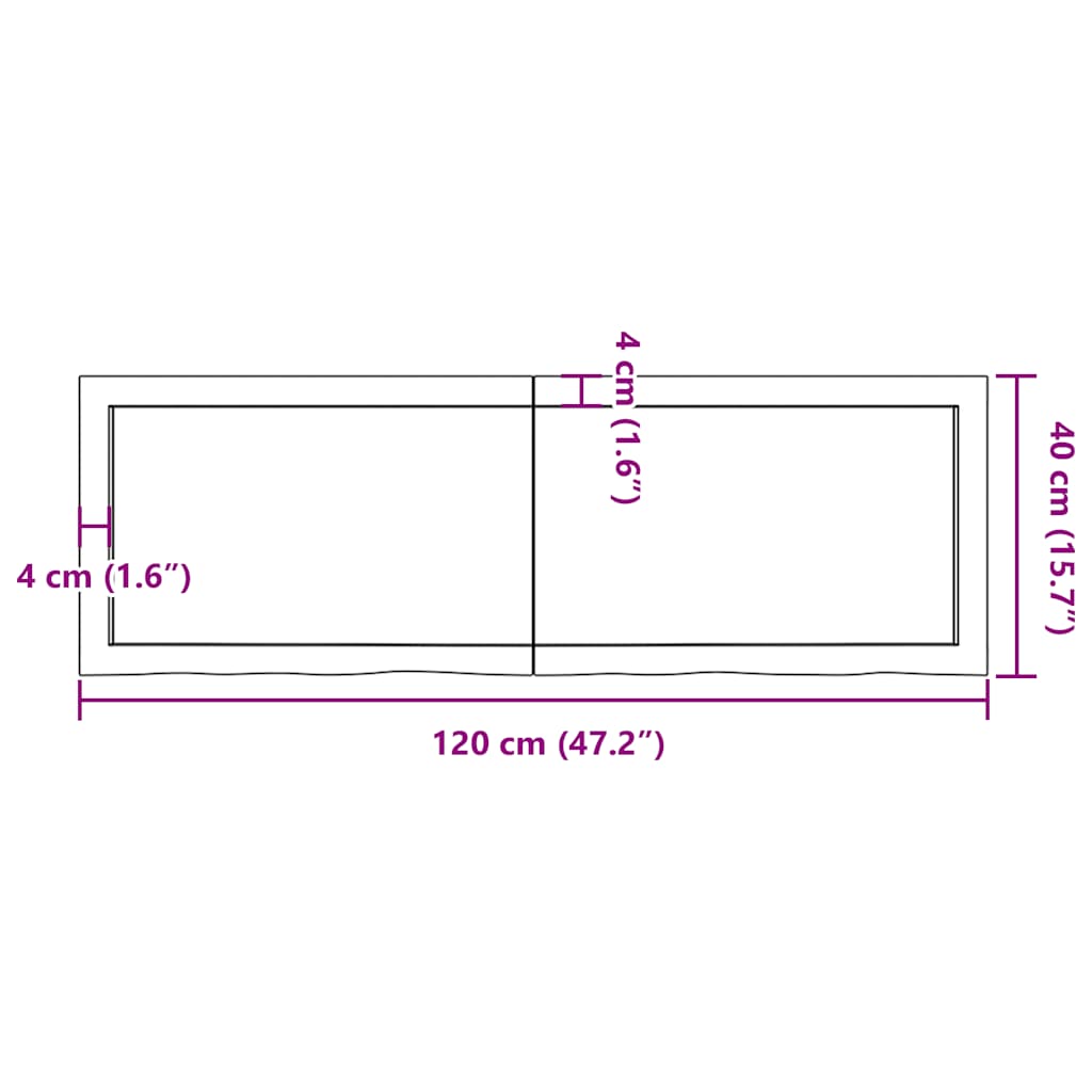 világosbarna kezelt tömör tölgyfa fali polc 120 x 40 x (2-4) cm