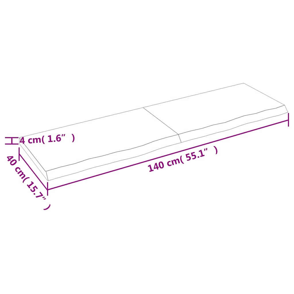 világosbarna kezelt tömör tölgyfa fali polc 140 x 40 x (2-4) cm