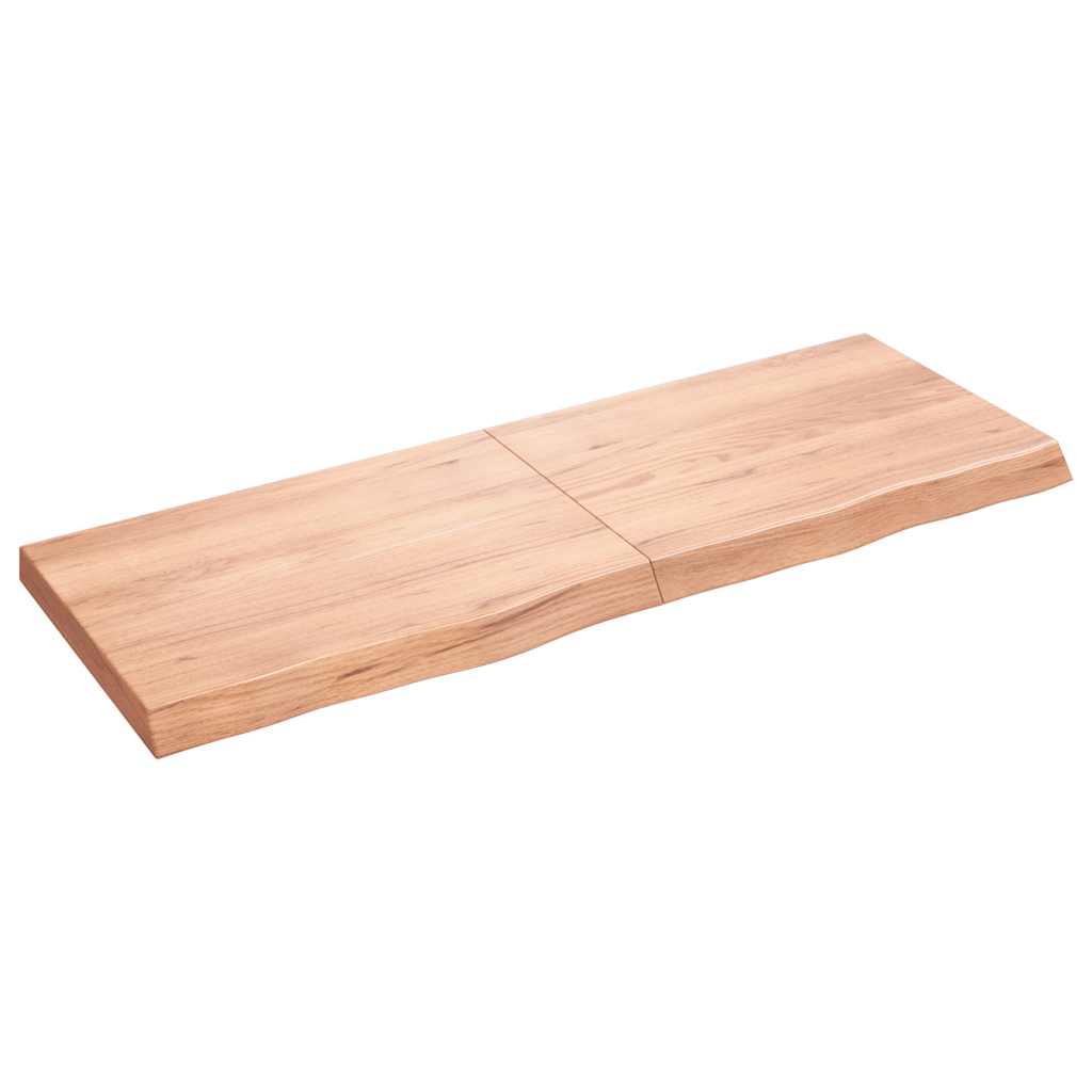 világosbarna kezelt tömör tölgyfa fali polc 140 x 50 x (2-6) cm