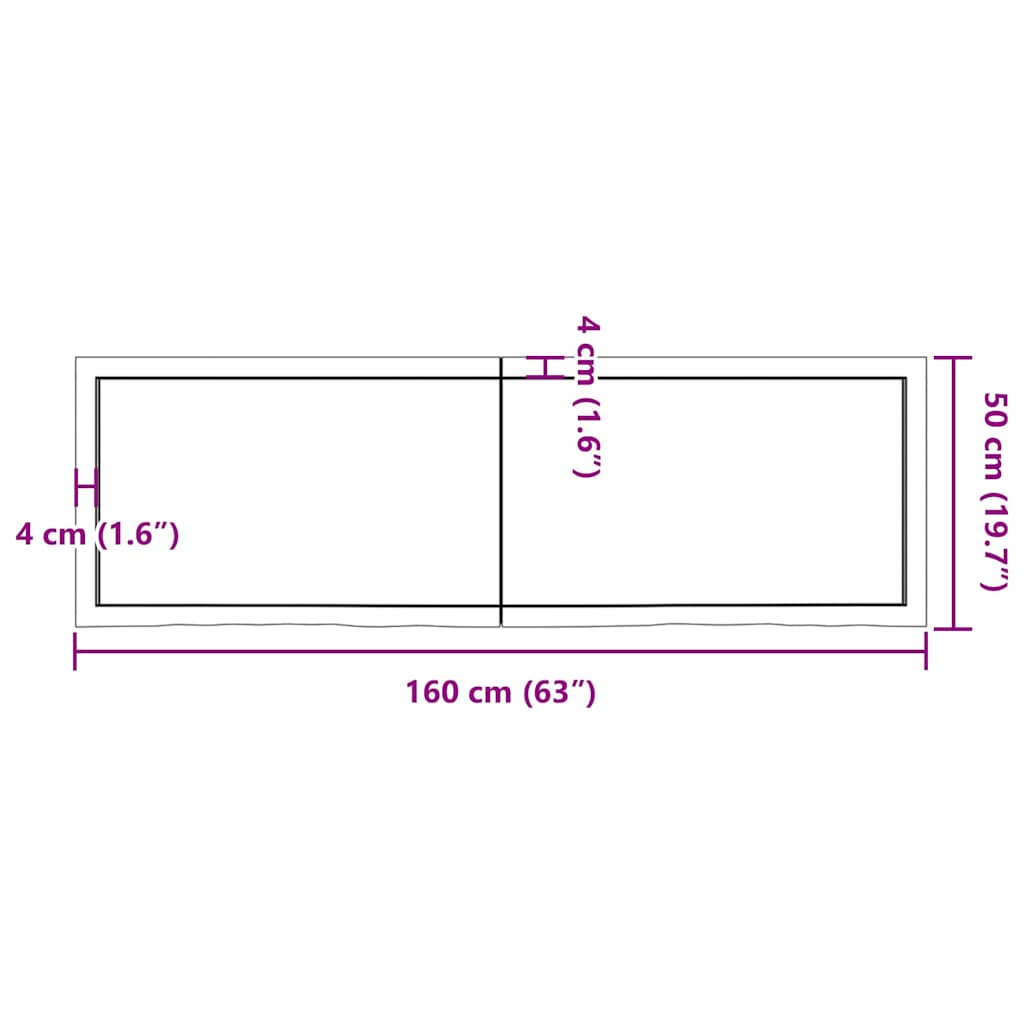 világosbarna kezelt tömör tölgyfa fali polc 160 x 50 x (2-4) cm