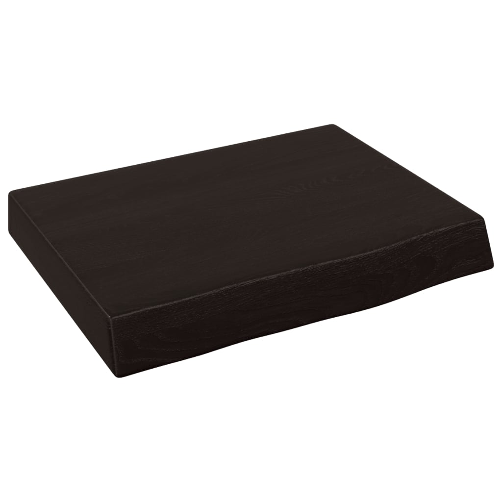 sötétbarna kezelt tömör tölgyfa fali polc 40x30x(2-4) cm