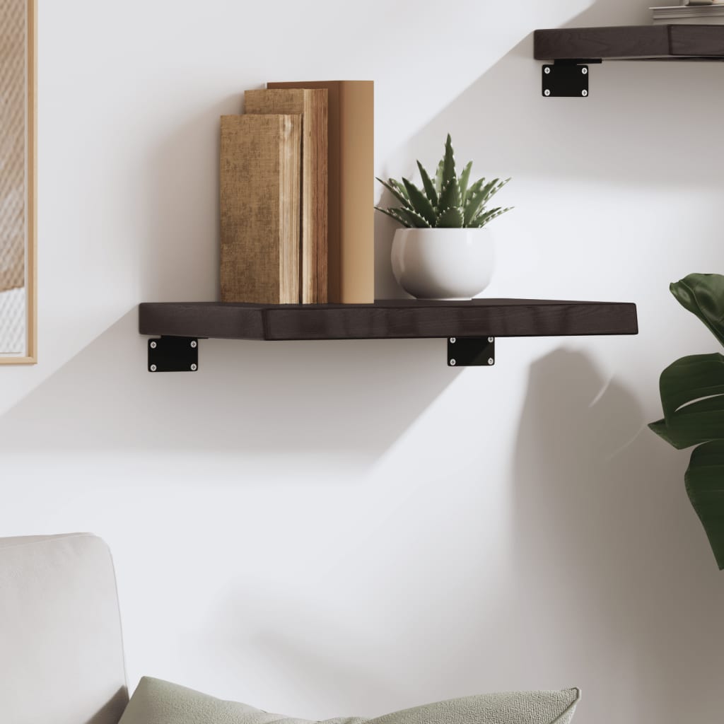 sötétbarna kezelt tömör tölgyfa fali polc 40x30x(2-4) cm
