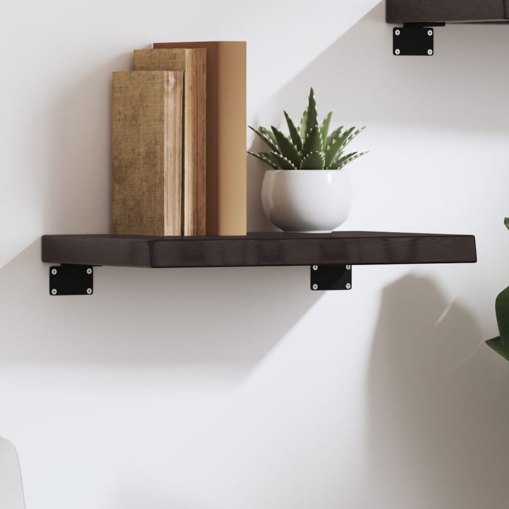 sötétbarna kezelt tömör tölgyfa fali polc 40x30x(2-4) cm