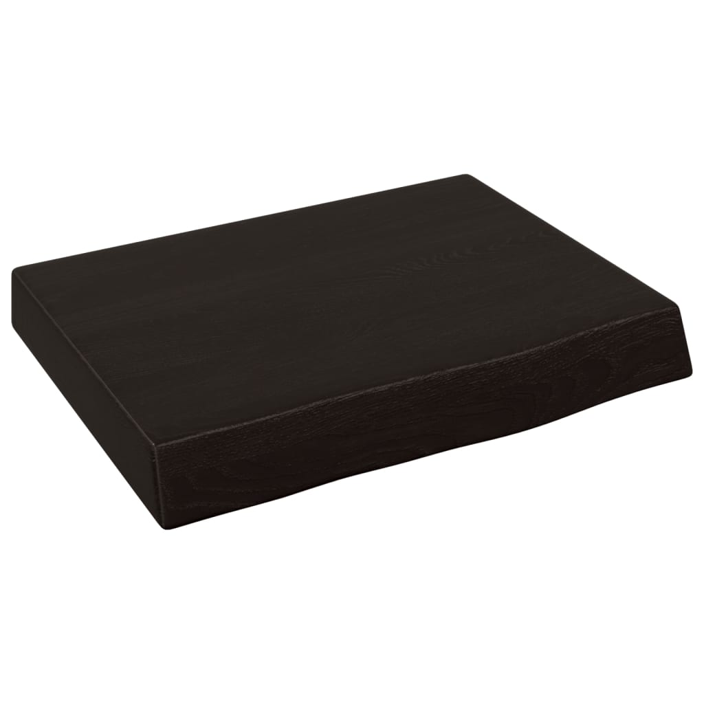 sötétbarna kezelt tömör tölgyfa fali polc 40x30x(2-6) cm