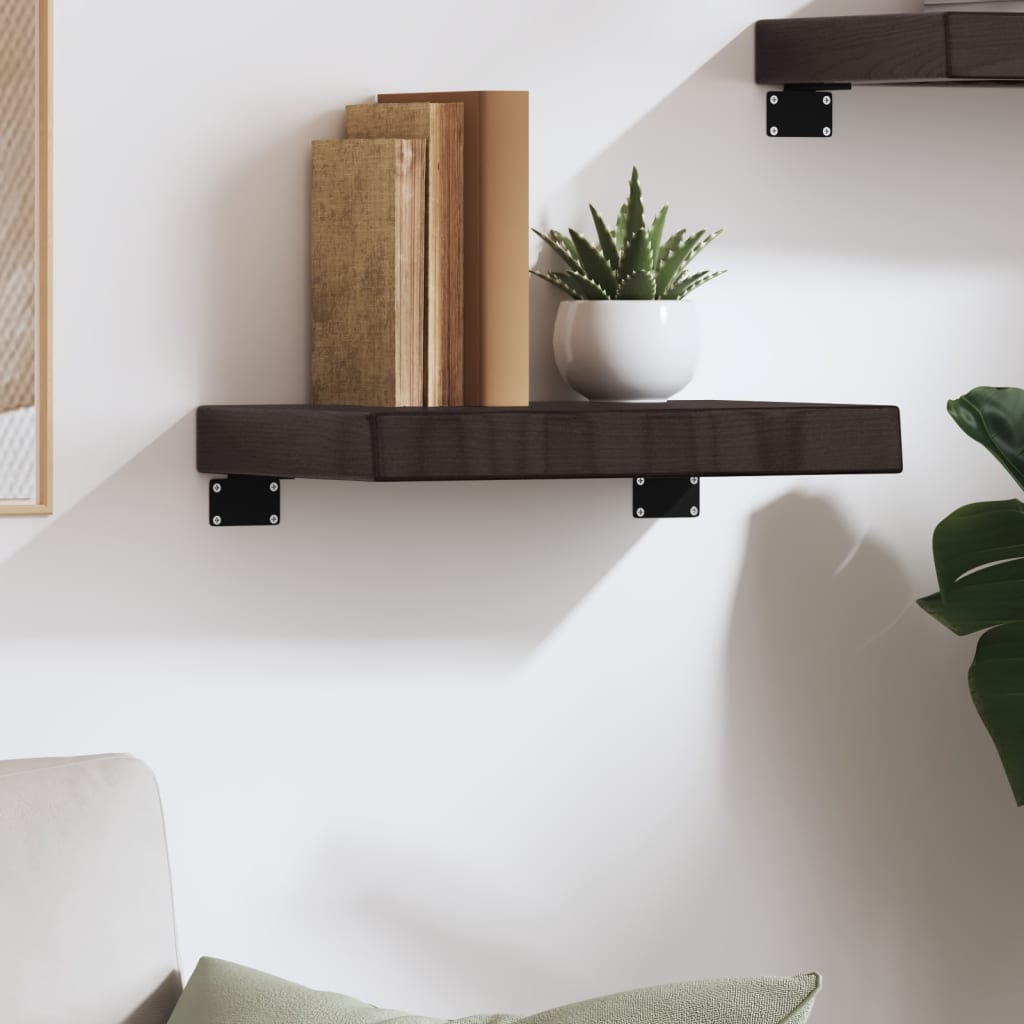 sötétbarna kezelt tömör tölgyfa fali polc 40x30x(2-6) cm