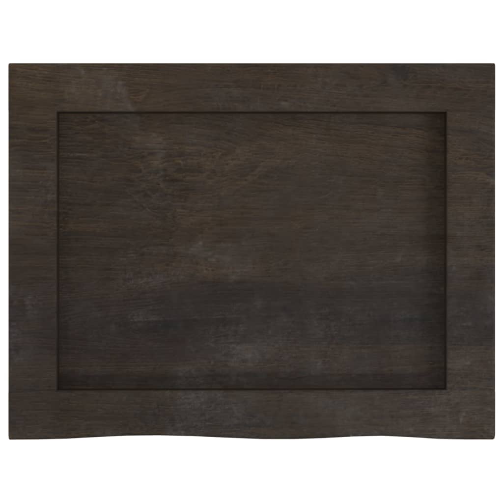sötétbarna kezelt tömör tölgyfa fali polc 40x30x(2-6) cm