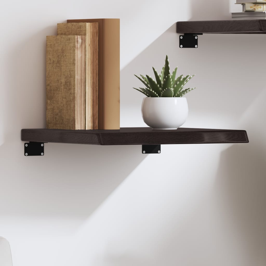 sötétbarna kezelt tömör tölgyfa fali polc 40x40x(2-4) cm
