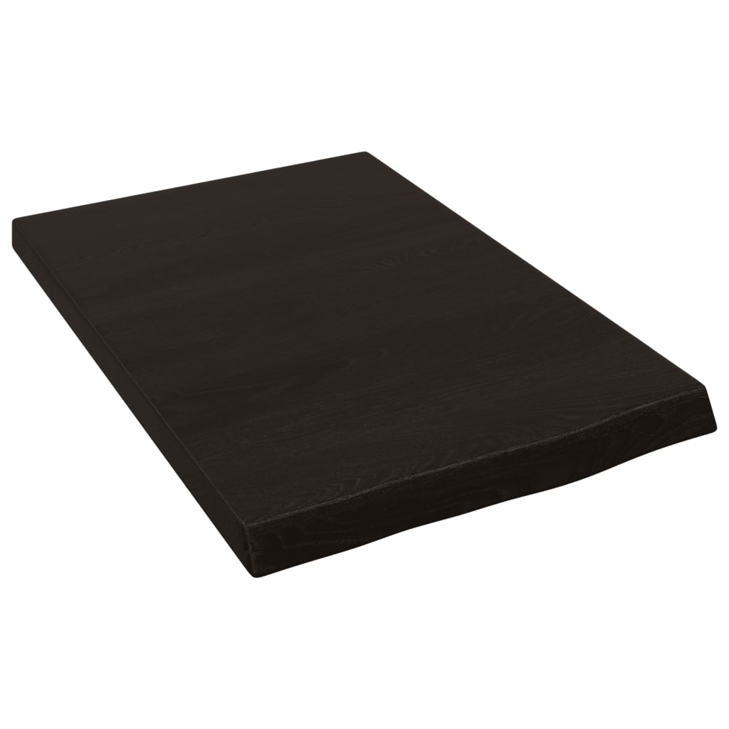sötétbarna kezelt tömör tölgyfa fali polc 40x60x(2-4) cm