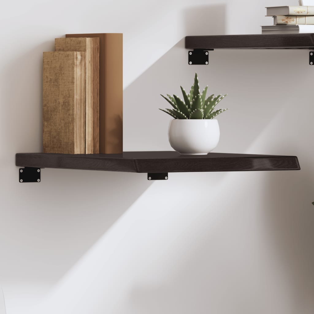 sötétbarna kezelt tömör tölgyfa fali polc 40x60x(2-4) cm