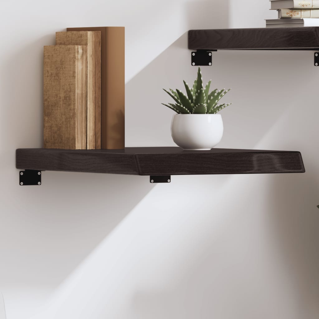 sötétbarna kezelt tömör tölgyfa fali polc 40x60x(2-6) cm