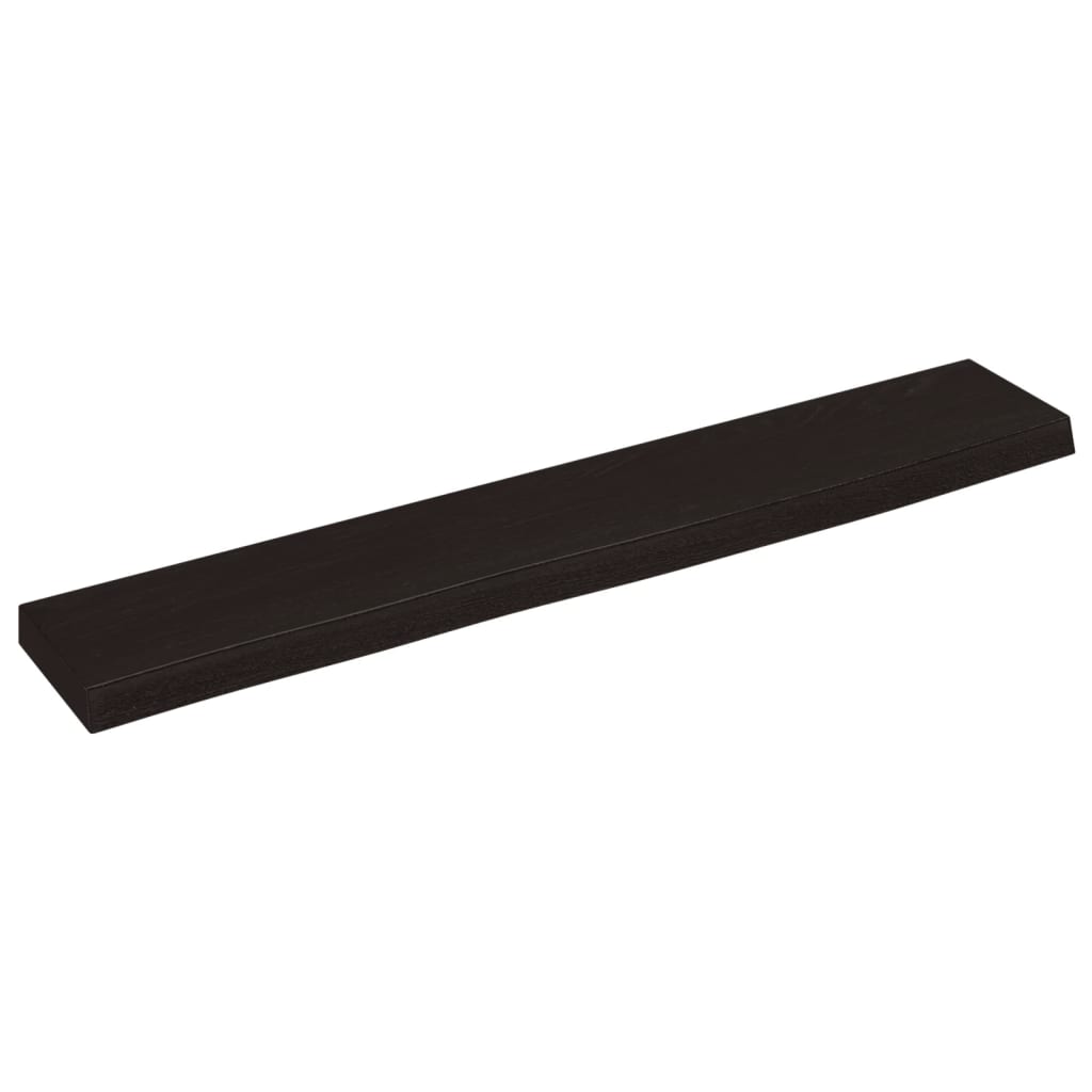 sötétbarna kezelt tömör tölgyfa fali polc 60x10x2 cm