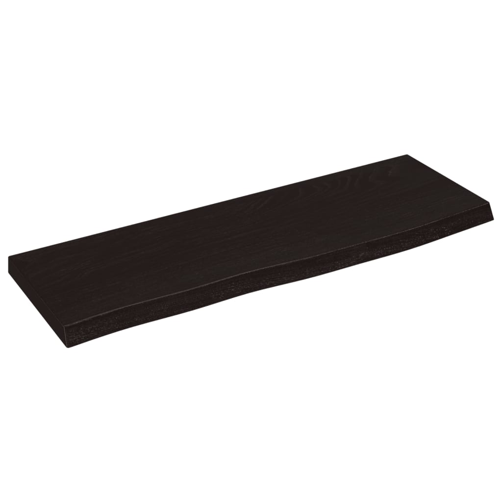 sötétbarna kezelt tömör tölgyfa fali polc 60x20x2 cm