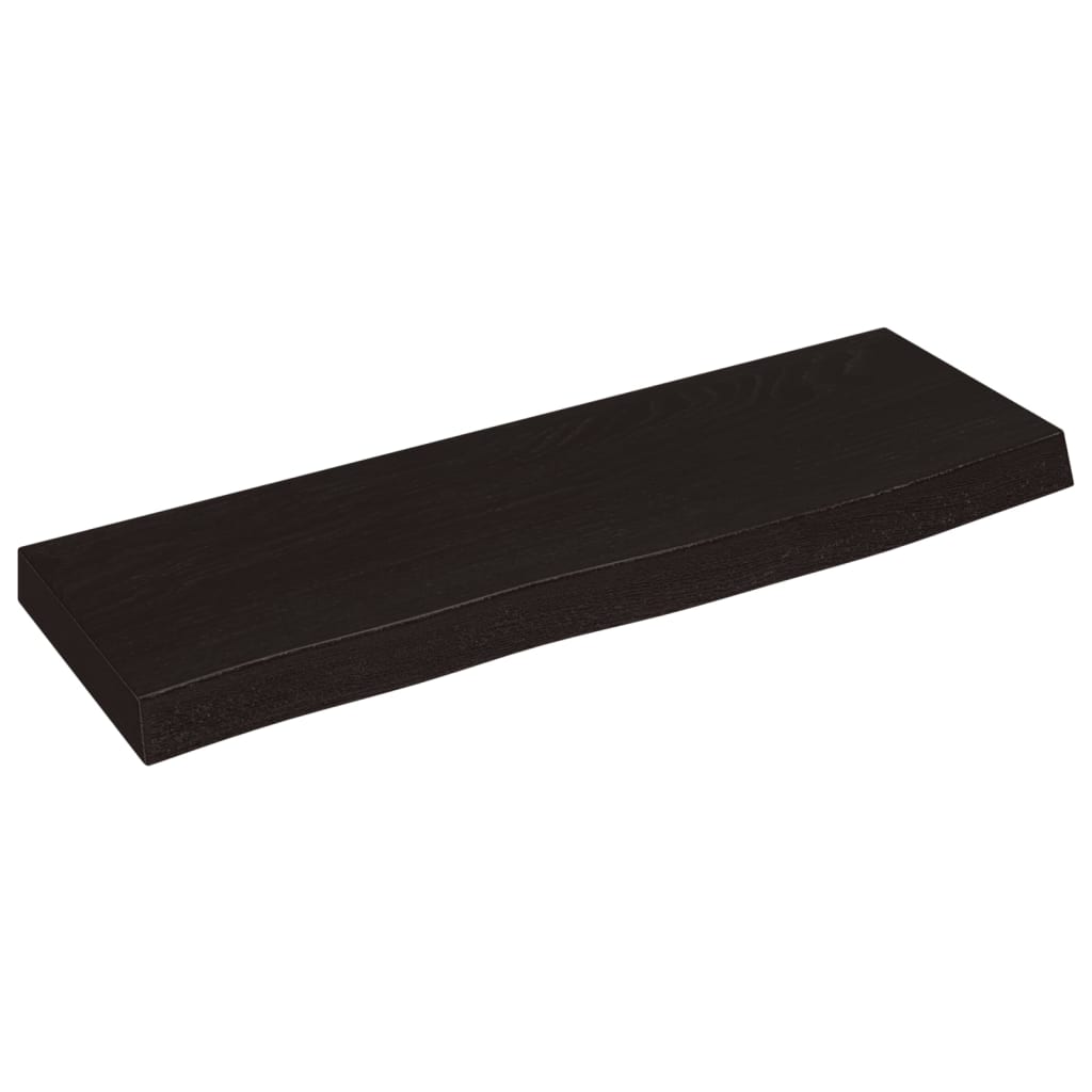 sötétbarna kezelt tömör tölgyfa fali polc 60x20x4 cm